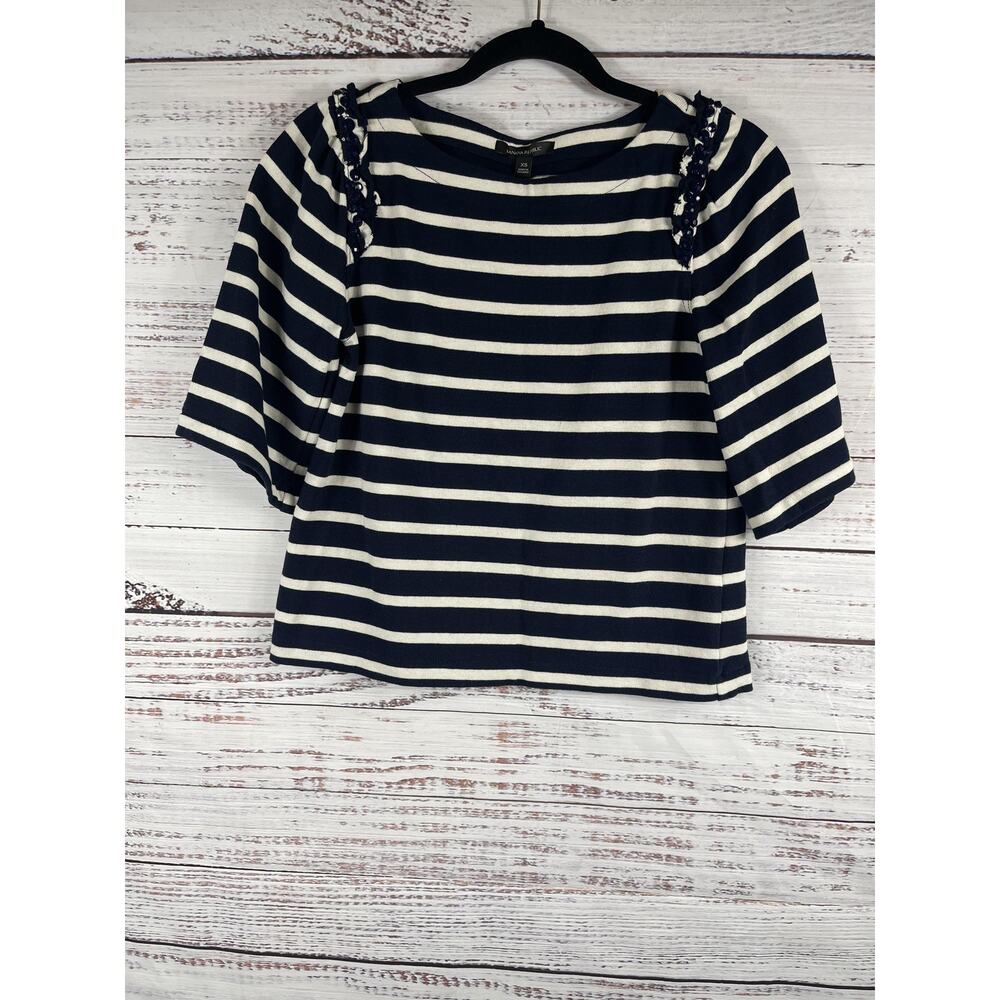 Banana Republic Sweater Womens XS Striped Shoulder Embellished Nautical Pullover